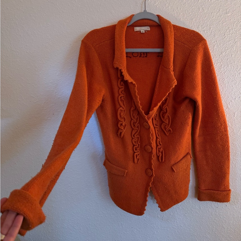 Odd Molly Orange Ruffle Cardigan
